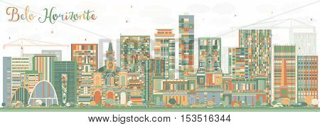 Abstract Belo Horizonte Skyline with Color Buildings. Vector Illustration. Business Travel and Tourism Concept with Modern Architecture. Image for Presentation Banner Placard and Web Site.