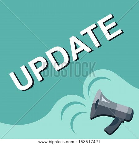 Megaphone With Update Announcement. Flat Style Illustration