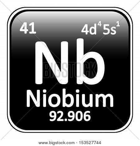 Periodic table element niobium icon on white background. Vector illustration.