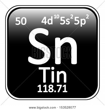Periodic table element tin icon on white background. Vector illustration.