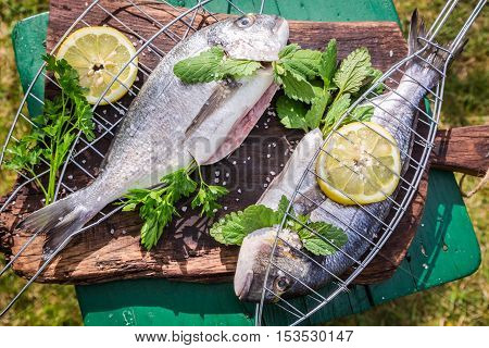 Grilling Fresh Fish With Lemon And Herbs