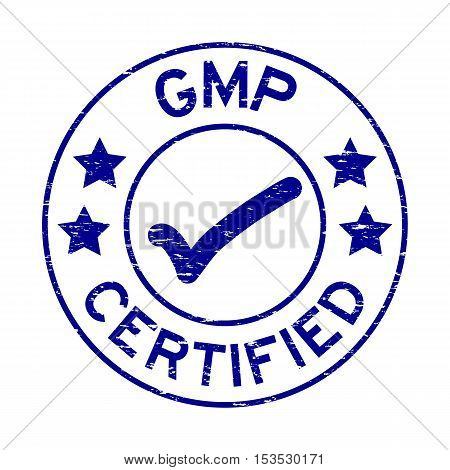 Grunge blue GMP (Good Manufacturing Practice) certified rubber stamp
