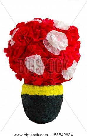 Beautiful paper flowers on white background isolated.