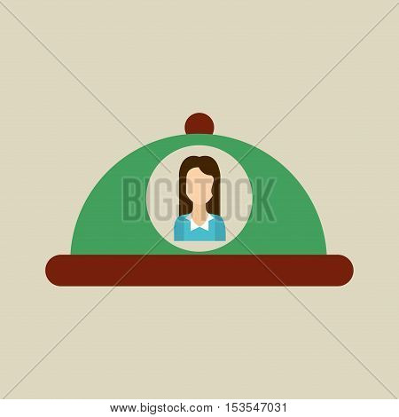 platter serving food icon woman vector illustration eps 10