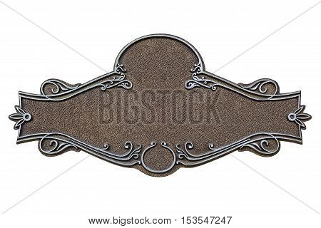 Vintage cast metal plate isolated on white background