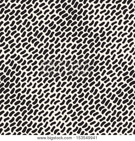 Vector Seamless Black And White Hand Drawn Daigonal Jumble Strokes Pattern. Abstract Freehand Background Design