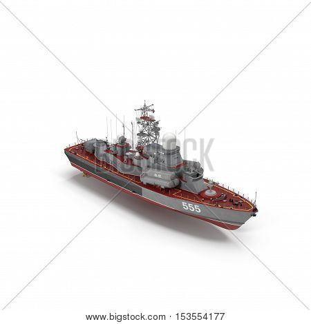 Missile Corvettes of the Soviet Navy Nanuchka class Project 1234 on white background. 3D illustration