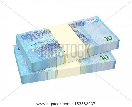 Libyan dinar bills isolated on white background. 3D illustration.
