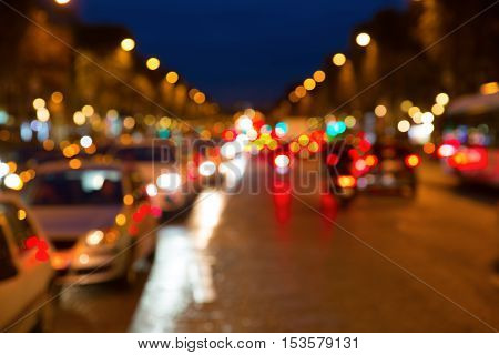 Champs-elysees In Paris At Night