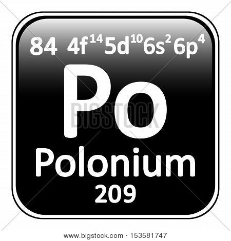 Periodic table element polonium icon on white background. Vector illustration.