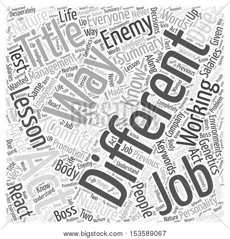 Working For The Enemy A Lesson In Conflict Management word cloud concept