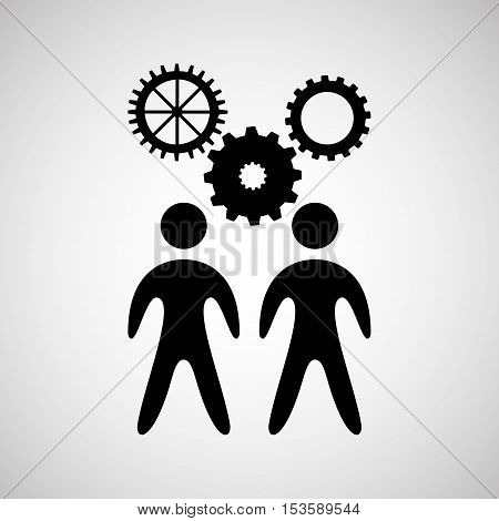 silhouette two man reamwork coopration work design vector illustration