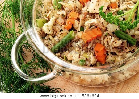 Detalj av risotto med färska örter