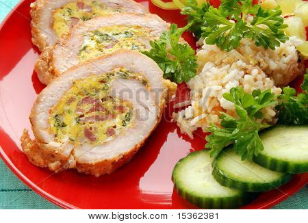 Stuffed turkey meat in detail