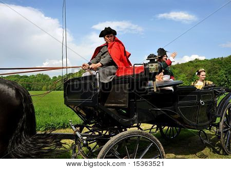 RATIBORICE, Tsjechië - 22 mei: Imperial manoeuvres - reconstructie van historische gebeurtenis, nobele pe