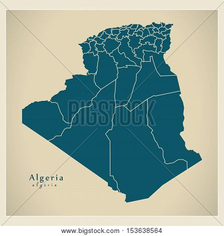 Modern Map - Algeria with provinces DZ Algeria vector