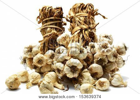 Thai garlic with white background , seasoning