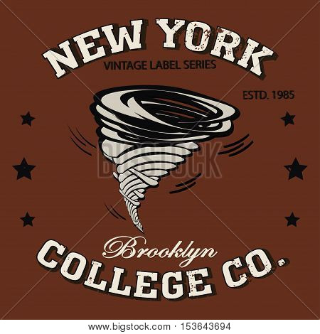 New york Brooklyn sport typography tornado t-shirt - vector