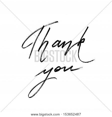 Thank you hand drawn lettering calligraphy text on white background isolated. Grateful lettering. Vector illustration stock vector.