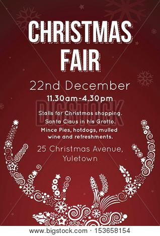 Christmas Fair Invitation Flyer Vector Illustration Poster
