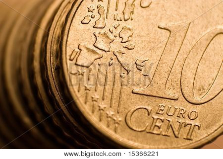 Euro-Cent-Münze. Makro, Vergrößerung ca. 20 Mal. Daher sehr kleinen DOF.