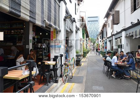 Street View Of Singapore With Haji Lane