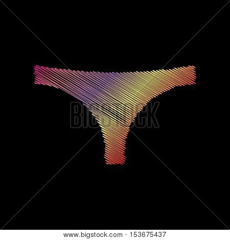 Womens Panties Sign. Coloful Chalk Effect On Black Backgound.
