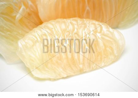 Close up slice sweet pomelo fruit. tropical fruit in thailand