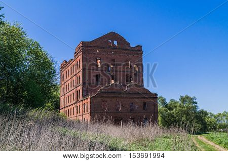 Destroyed the old mill in the village of Uriatino TarusaRussia.
