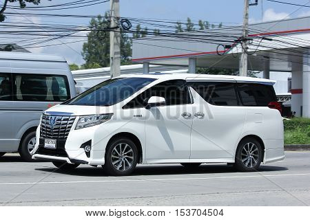 CHIANGMAI THAILAND - OCTOBER 8 2016: Private Toyota Alpha car. Family van with hybrid drive to large families. Photo at road no.121 Chiangmai thailand.