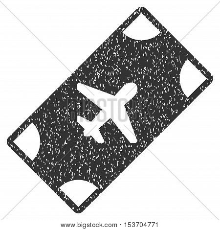 Boarding Pass rubber seal stamp watermark. Icon symbol inside rounded rectangular frame with grunge design and scratched texture. Unclean vector gray ink sign on a white background.