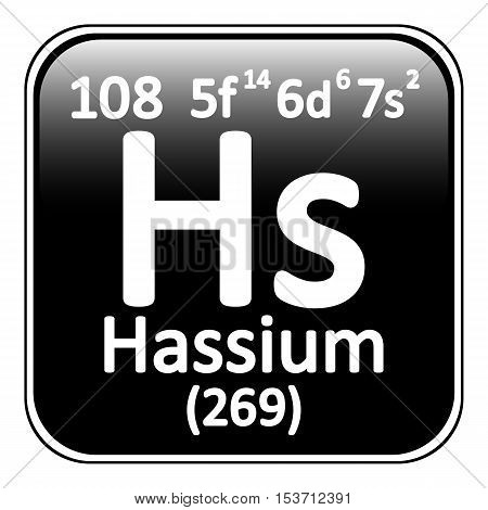 Periodic table element hassium icon on white background. Vector illustration.