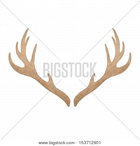 Watercolor deer antler isolated on white background. Perfect for wedding holidays invitation birthday