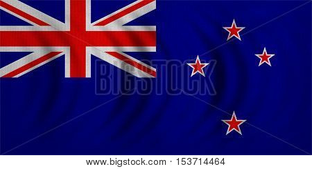 New Zealand national official flag. Patriotic symbol banner element background. Correct colors. Flag of New Zealand wavy with real detailed fabric texture accurate size illustration