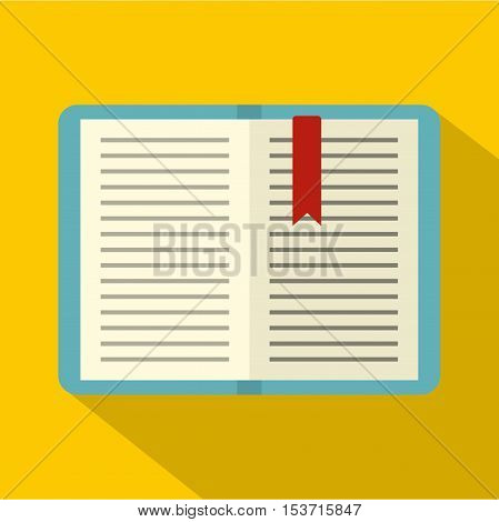 Open tutorial with bookmark icon. Flat illustration of open tutorial with bookmark vector icon for web