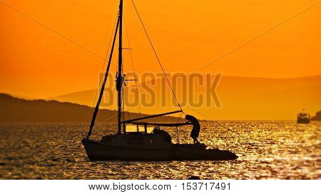 Turkey Aegean, the resort town of Cesme. In the evening sunset. the most beautiful time of day.