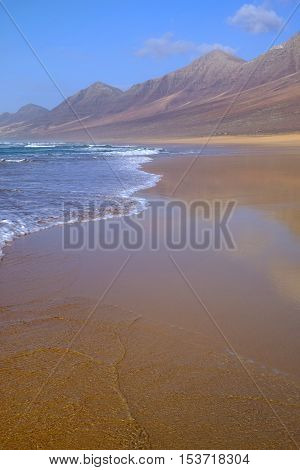 View on the beach Cofete on the Canary Island Fuerteventura Spain.