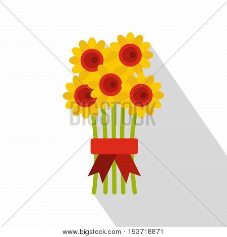 Bouquet of flowers icon. Flat illustration of bouquet of flowers vector icon for web