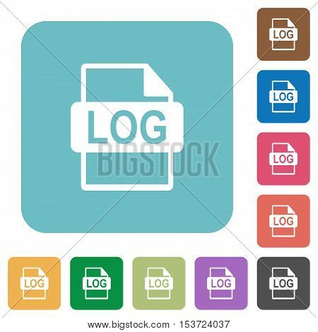 LOG file format white flat icons on color rounded square backgrounds