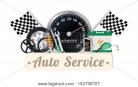 an auto service banner on a white background