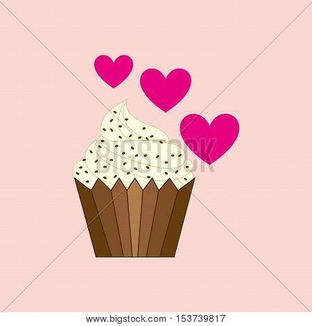 heart cartoon sweet cup cake chip candy icon design vector illustration