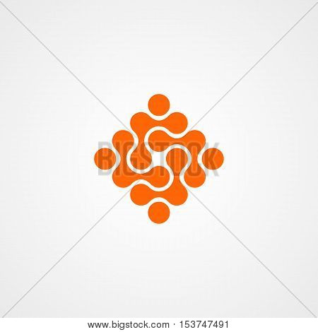 molecular logo icon with connected circle and orange color