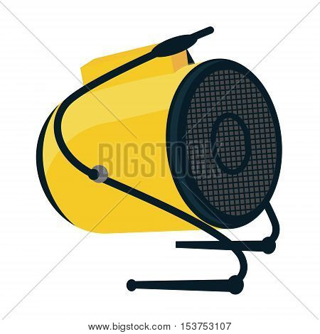 Industrial electric fan heater icon. Construction heat gun instrument symbol. Equipment for stretched ceiling installation. Vector illustration