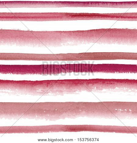 Abstract watercolor red wine striped seamless pattern