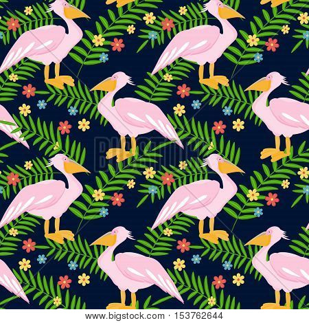 Pelican bird seamless pattern background. Vector illustration