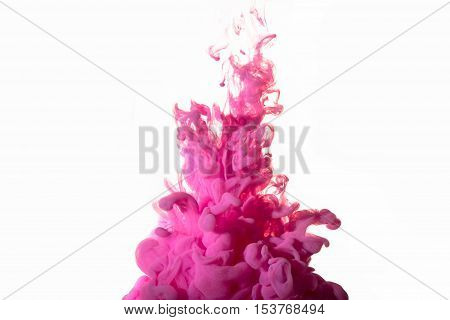 abstract cloud. Ink swirling in water, cloud of ink in water isolated on white. Abstract banner paints. Holi. Liquid ink. Background for banner, card, poster, poster, identity, web design.Juice.