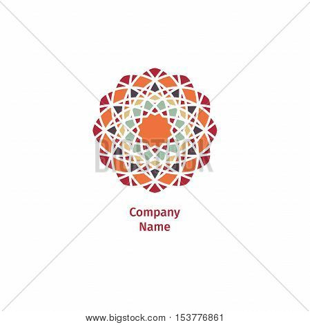 Decorative flower element. Ornamental vector symbols. Circle colorful icon. Isolated abstract colorful vector logo. Vector vintage mandala logo. Kaleidoscope flower.