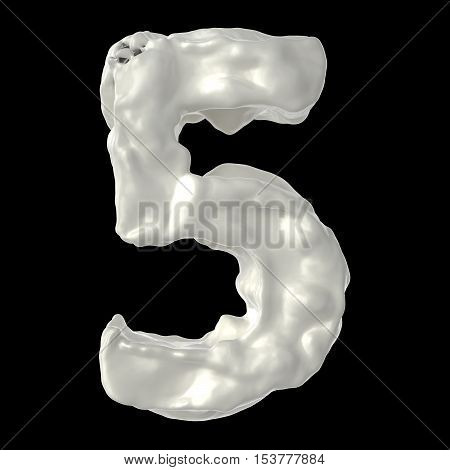 number 5 milk on a black background