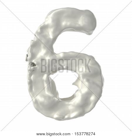 number 6 white milk on white background