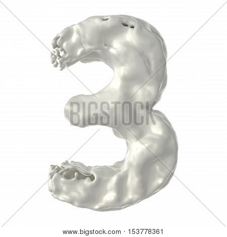 number 3 white milk on white background